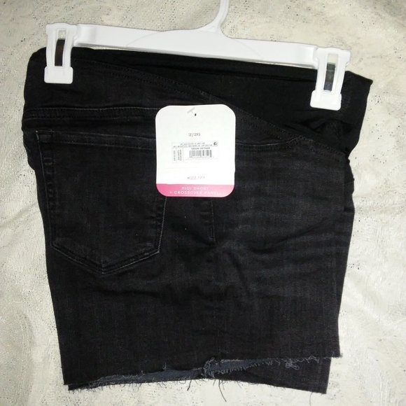 Maternity Crossover Panel Midi Jeans Short sz 2 - Picture 3 of 4